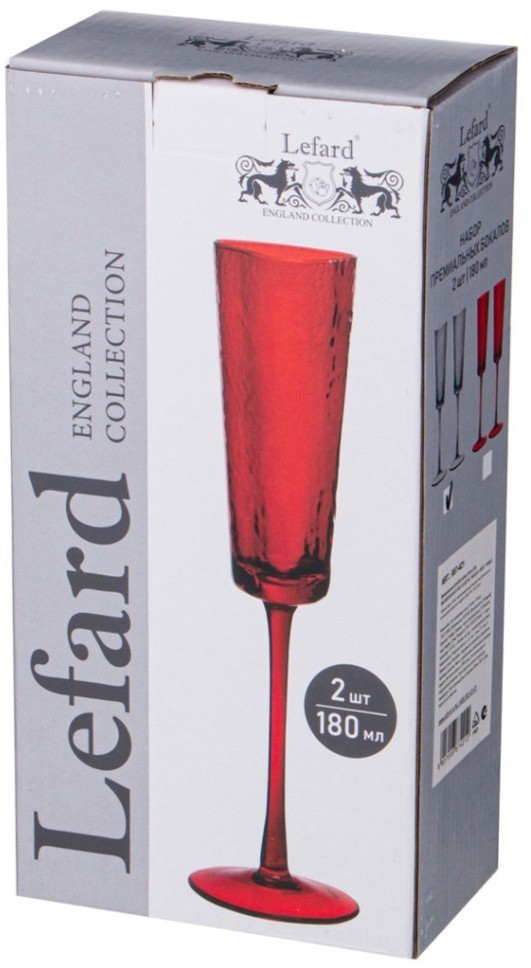 Набор бокалов для шампанского из 2-х штук "rocky red" 180мл Lefard (887-422)