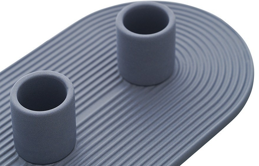 Подсвечник для 3 свечей из каменной керамики темно-синего цвета из коллекции essential (76077)