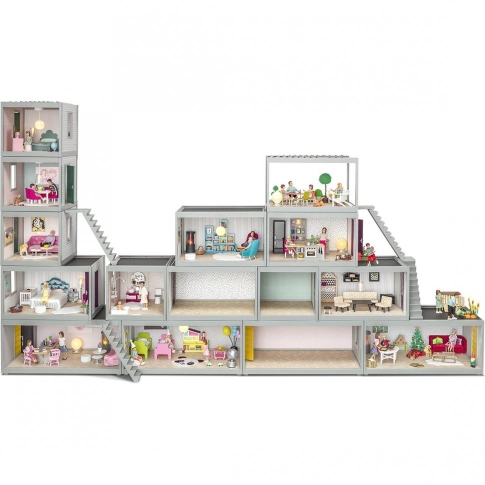 Кукольный домик "Комната 44 см", открытый на 360°, обои в наборе, для кукол 12 см (LB_60102400)