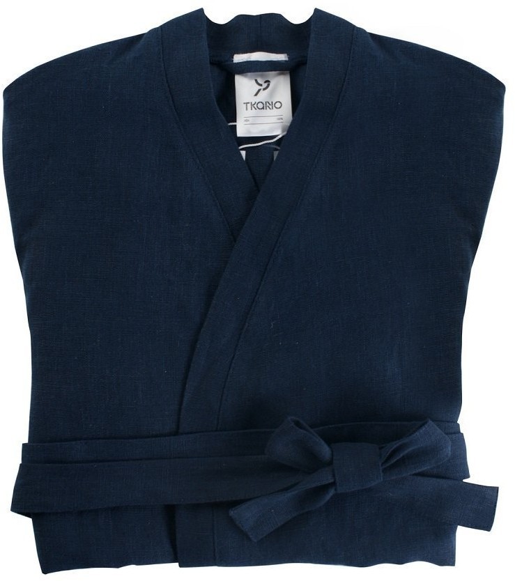 Халат из умягченного льна темно-синего цвета essential, размер m (63538)