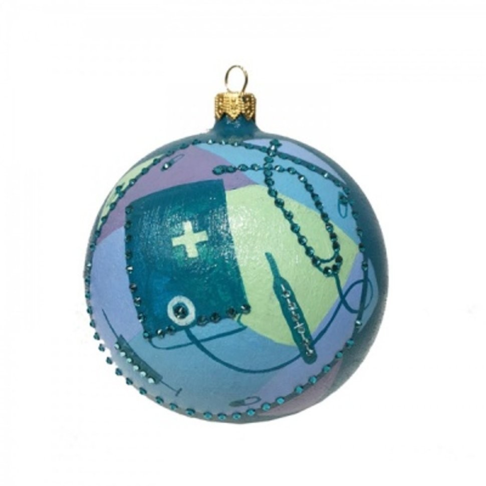 Новогодний шар Мерцающий доктор с кристаллами Swarovski (2146)