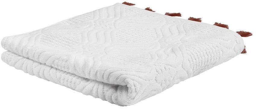 Полотенце банное белое, с кисточками цвета красной глины из коллекции essential, 70х140 см (75402)