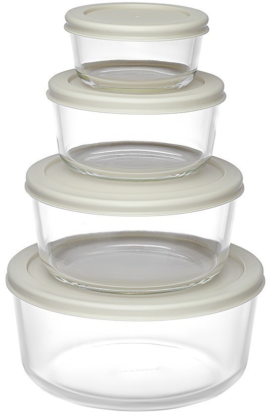 Набор контейнеров для запекания и хранения круглые с крышками, серые, 4 шт. (77588)