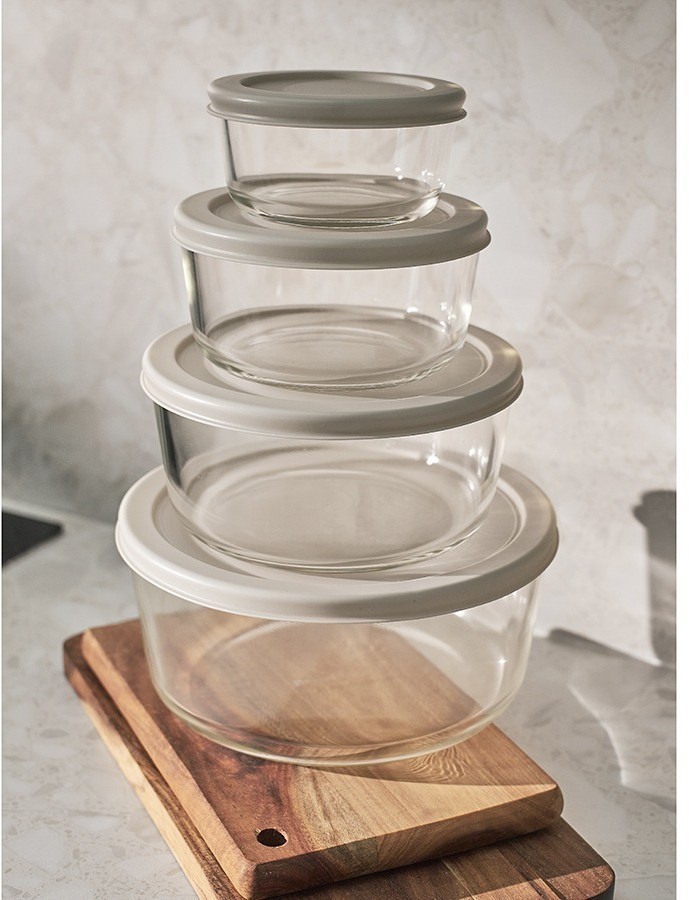 Набор контейнеров для запекания и хранения круглые с крышками, серые, 4 шт. (77588)