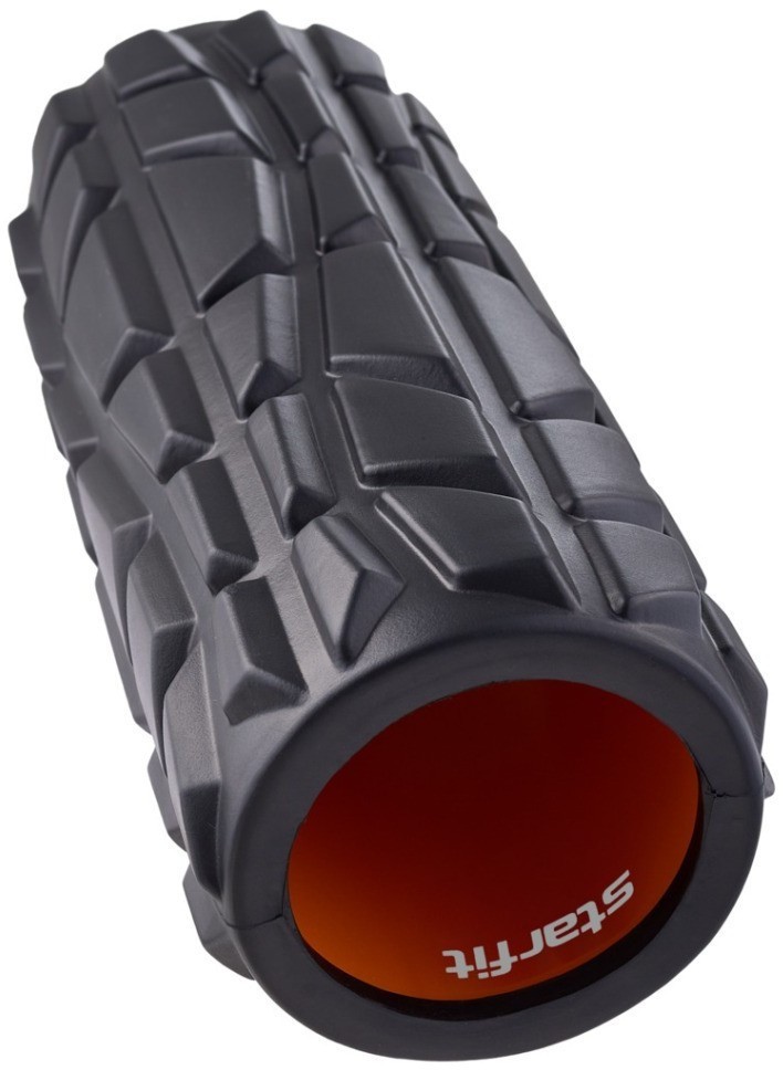 Ролик массажный FA-509, EVA/PP, высокая жесткость, 33x13,5 cм, черный/оранжевый (2103731)