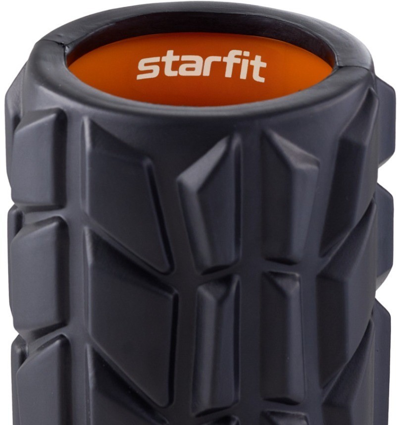 Ролик массажный FA-509, EVA/PP, высокая жесткость, 33x13,5 cм, черный/оранжевый (2103731)