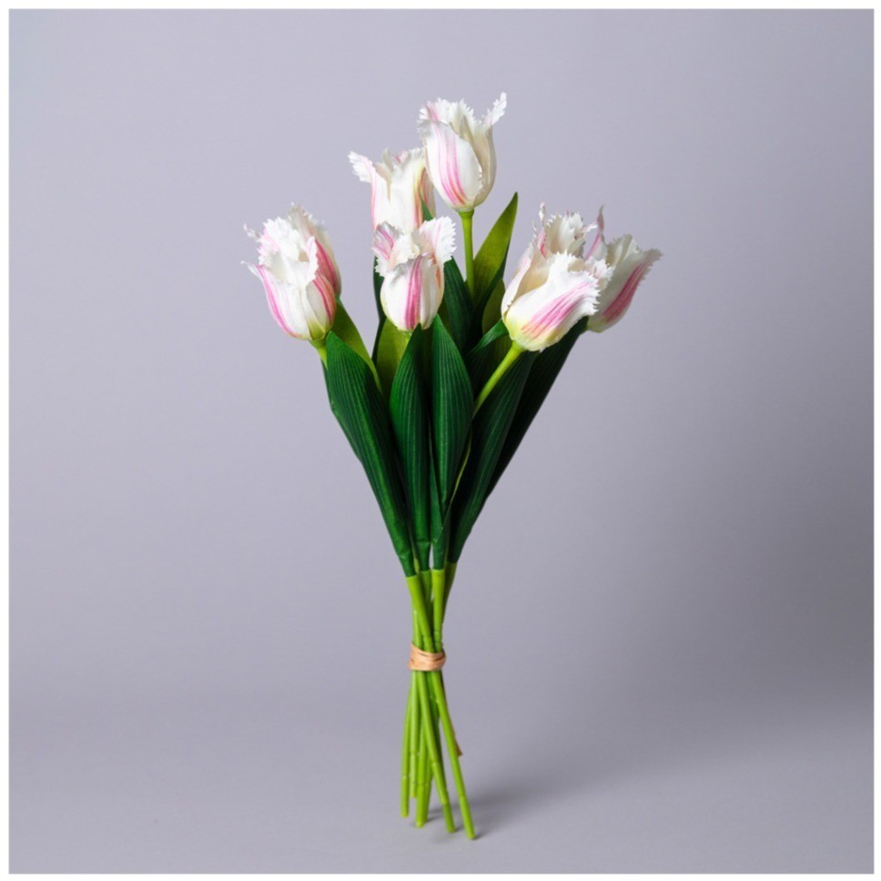 Букет искусственный из 9 тюльпанов длина=39см , цвет кремово-розовый мал.уп.=24шт Lefard (535-344)