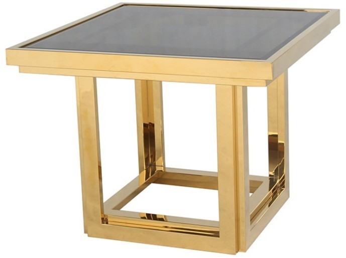 Стол приставной Z0268, стекло, нержавеющая сталь, black/matte gold, ROOMERS FURNITURE