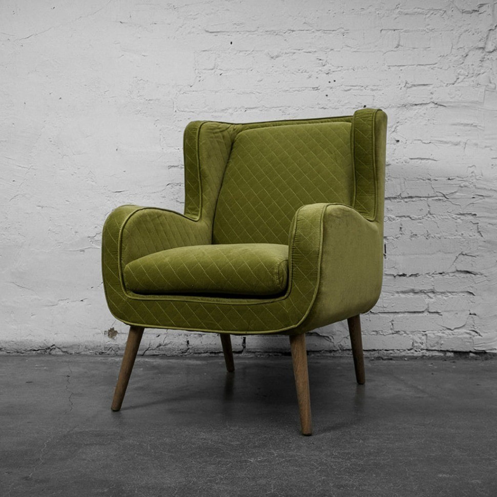 Кресло Мимоза Mimosa/Velvet 25, каркас дуб, обивка бельгийский вельвет, green, ROOMERS FURNITURE