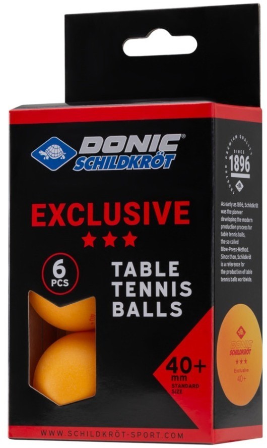Мяч для настольного тенниса Donic 3* Exclusive, оранжевый, 6 шт. (2111837)