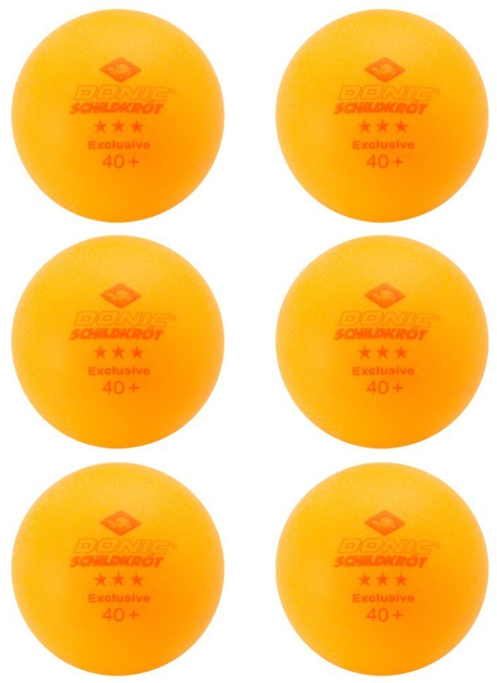 Мяч для настольного тенниса Donic 3* Exclusive, оранжевый, 6 шт. (2111837)