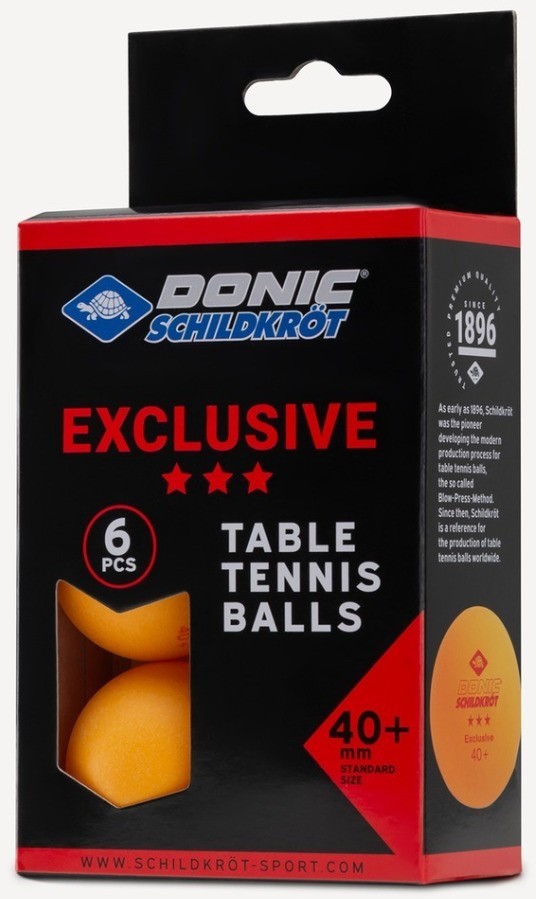 Мяч для настольного тенниса Donic 3* Exclusive, оранжевый, 6 шт. (2111837)