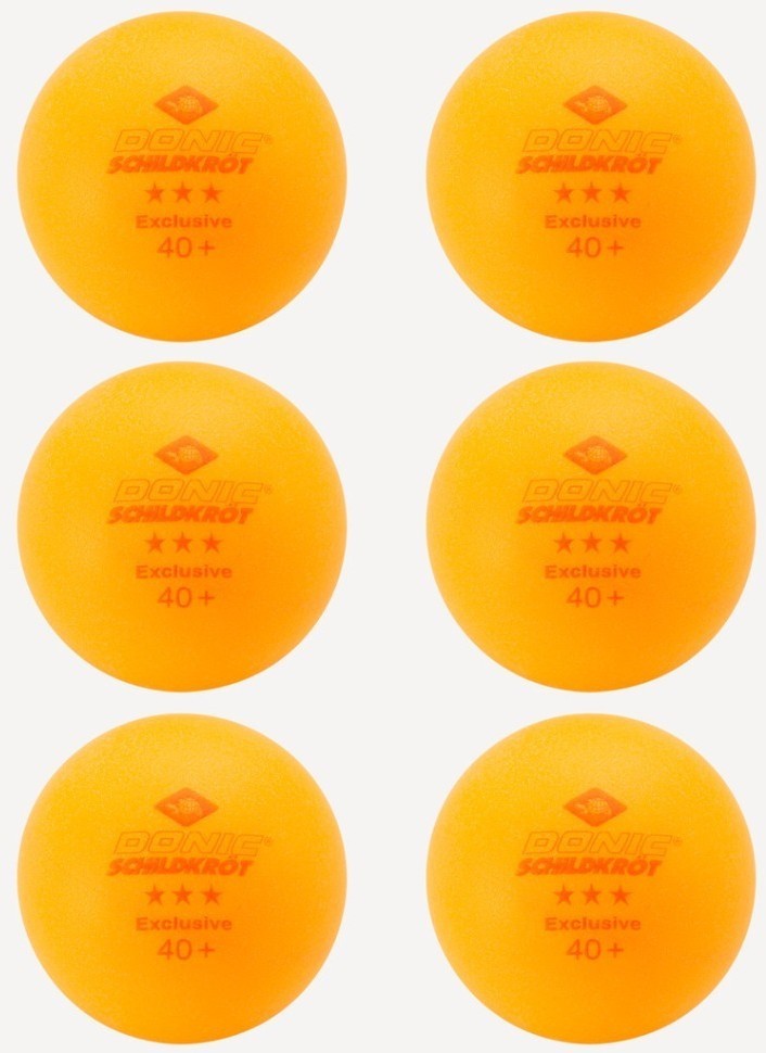Мяч для настольного тенниса Donic 3* Exclusive, оранжевый, 6 шт. (2111837)
