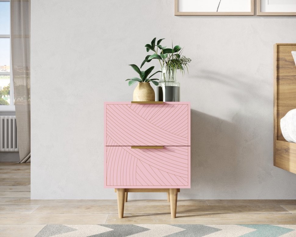 Тумбочка с двумя ящиками Line LN07/GR1/pink-ET