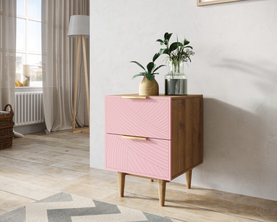 Тумбочка с двумя ящиками Line LN07/GR1/pink-ET