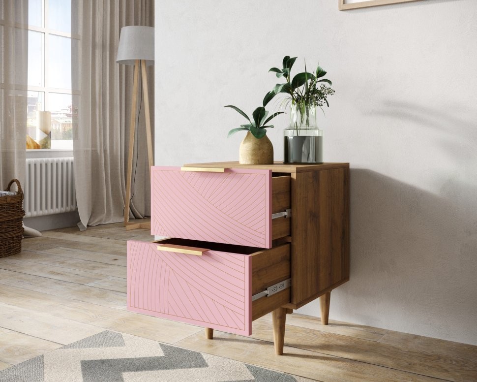Тумбочка с двумя ящиками Line LN07/GR1/pink-ET