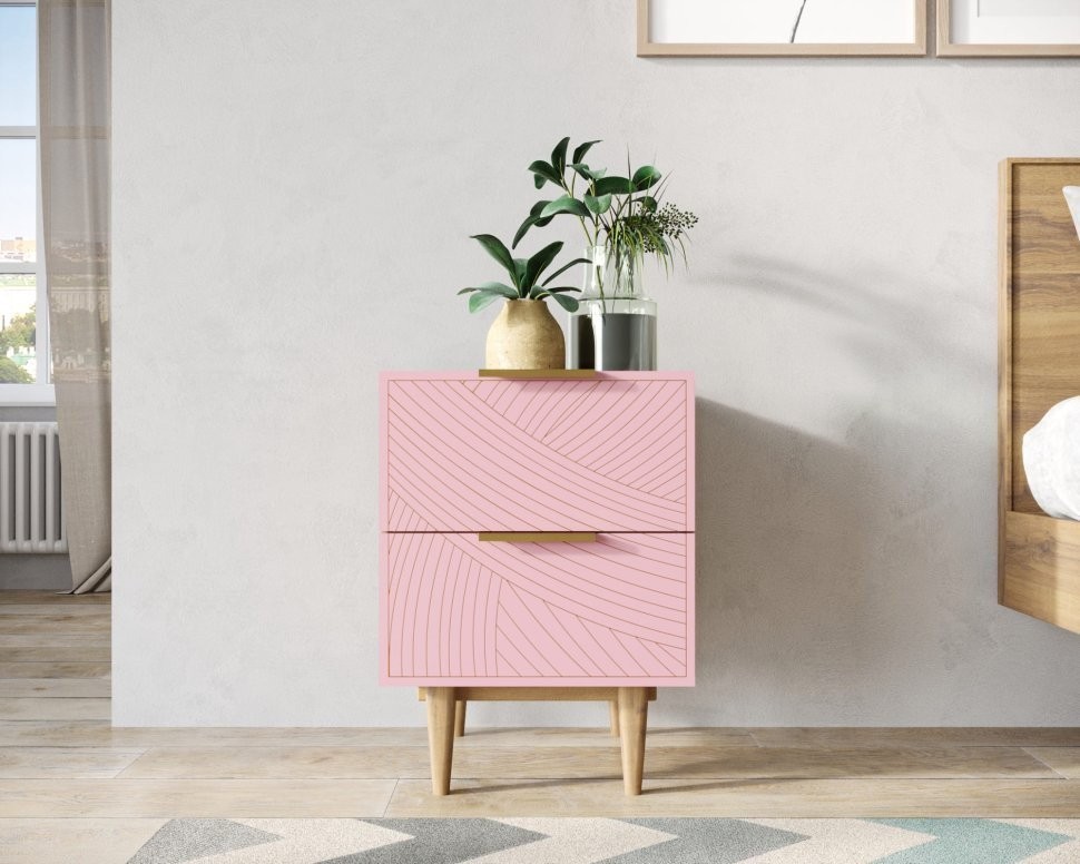 Тумбочка с двумя ящиками Line LN07/GR1/pink-ET