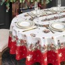 Скатерть овальная "морозко.снегири" 160х220см ,красный, 100% хлопок,твил пропитка Lefard (850-745-41)