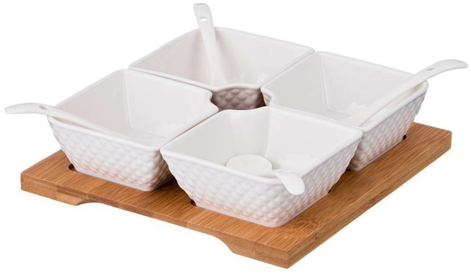 Набор сервировочный на дерев. подставке lefard "диаманд" 9 пр. (359-378)