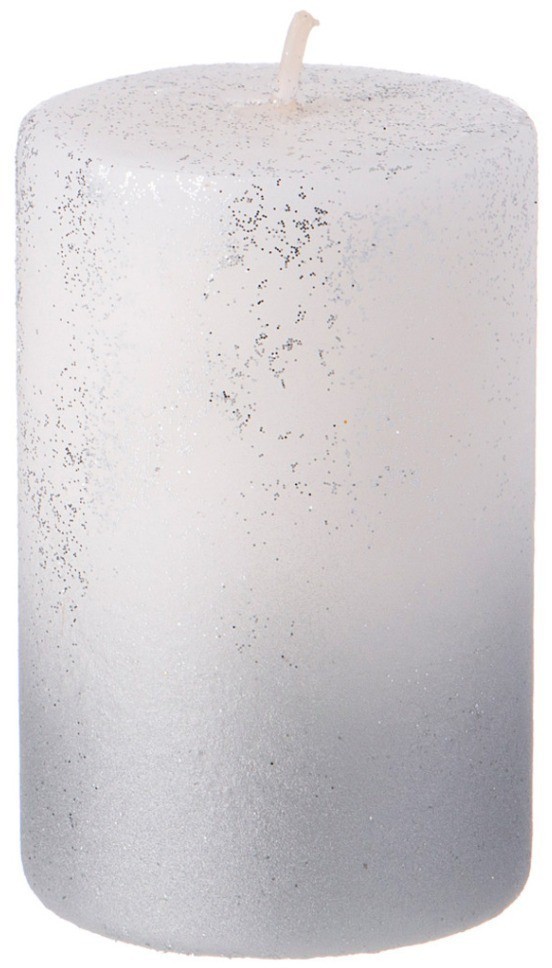 Свеча столбик d5*8 см белая с серебром (TT-00013612)
