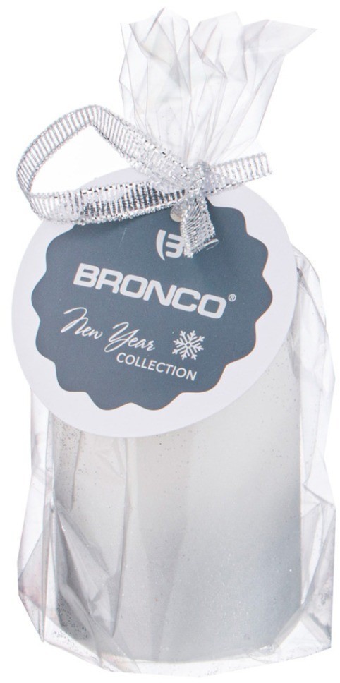 Свеча столбик d5*8 см белая с серебром (TT-00013612)