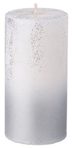 Свеча столбик d5*8 см белая с серебром (TT-00013612)