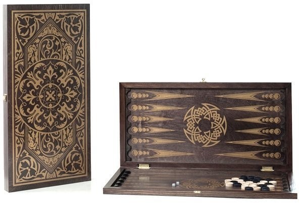 Нарды большие венге, рисунок золото "Винтаж" (600*300*40) (46117)