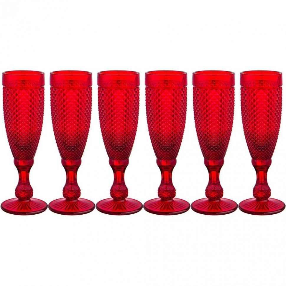 Набор бокалов для шампанского "гранат" из 6шт. серия "muza color" 150мл. / в=20 см Lefard (781-155)