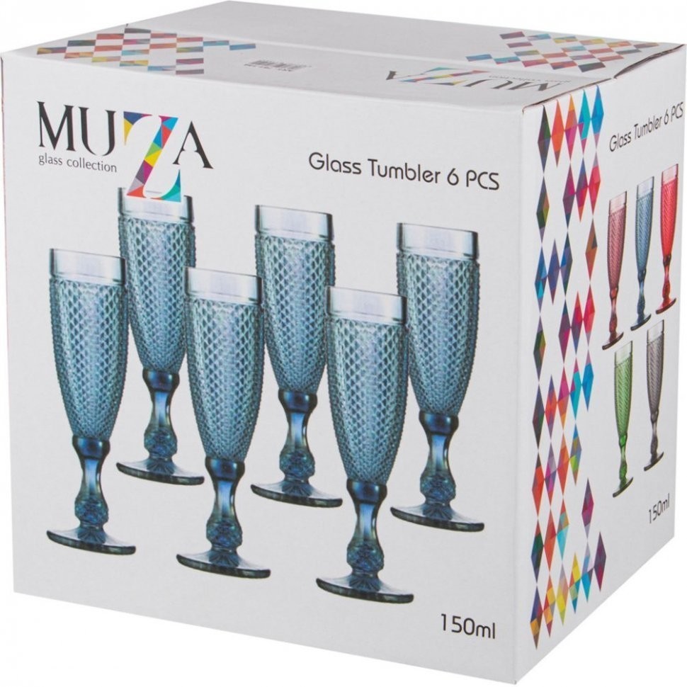 Набор бокалов для шампанского "гранат" из 6шт. серия "muza color" 150мл. / в=20 см Lefard (781-155)