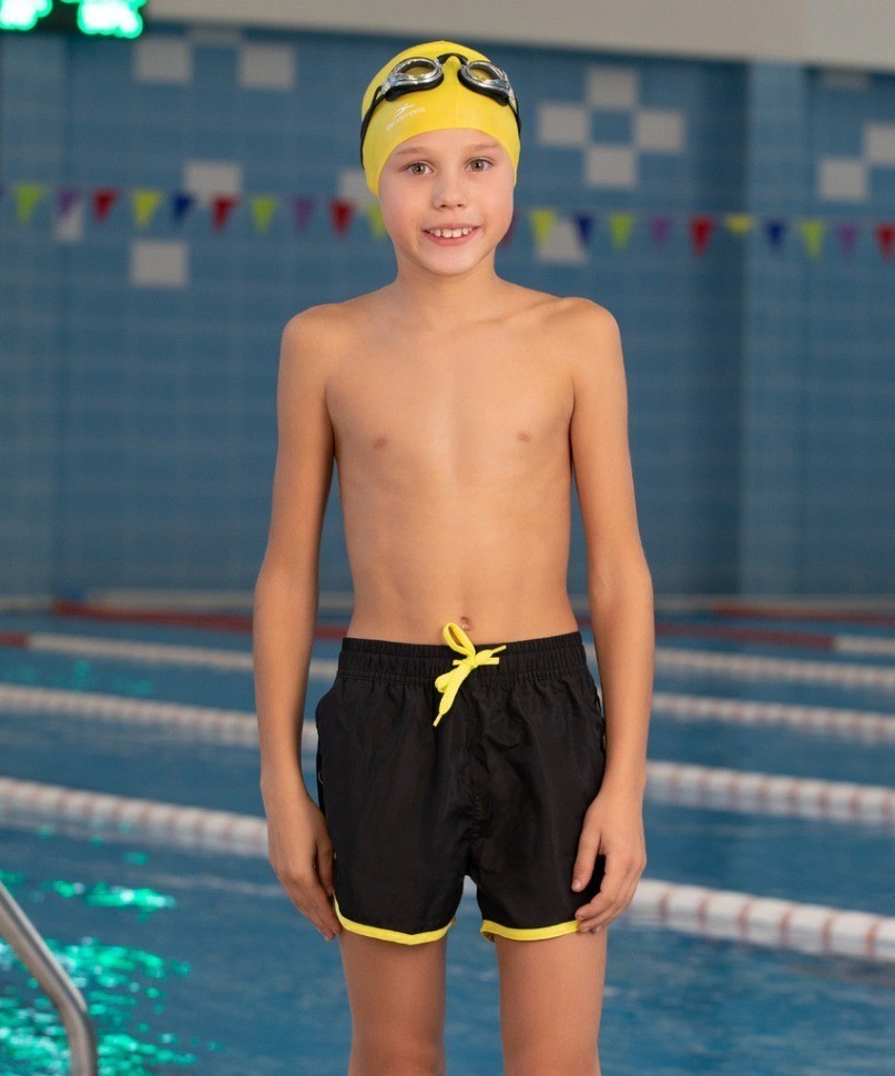 Шорты для плавания Station Black/Lime, полиэстер, детский (2105337)