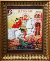 Икона Георгий Победоносец большая с кристаллами Swarovski (1853)