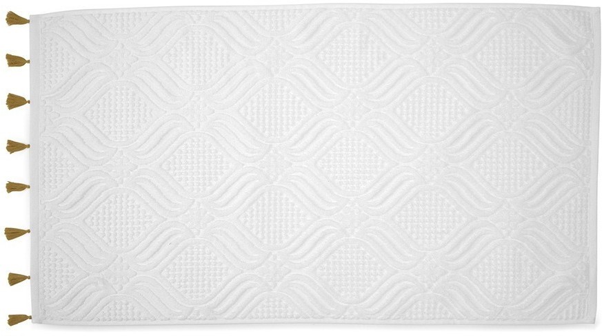 Полотенце банное белое, с кисточками цвета карри из коллекции essential, 70х140 см (75401)