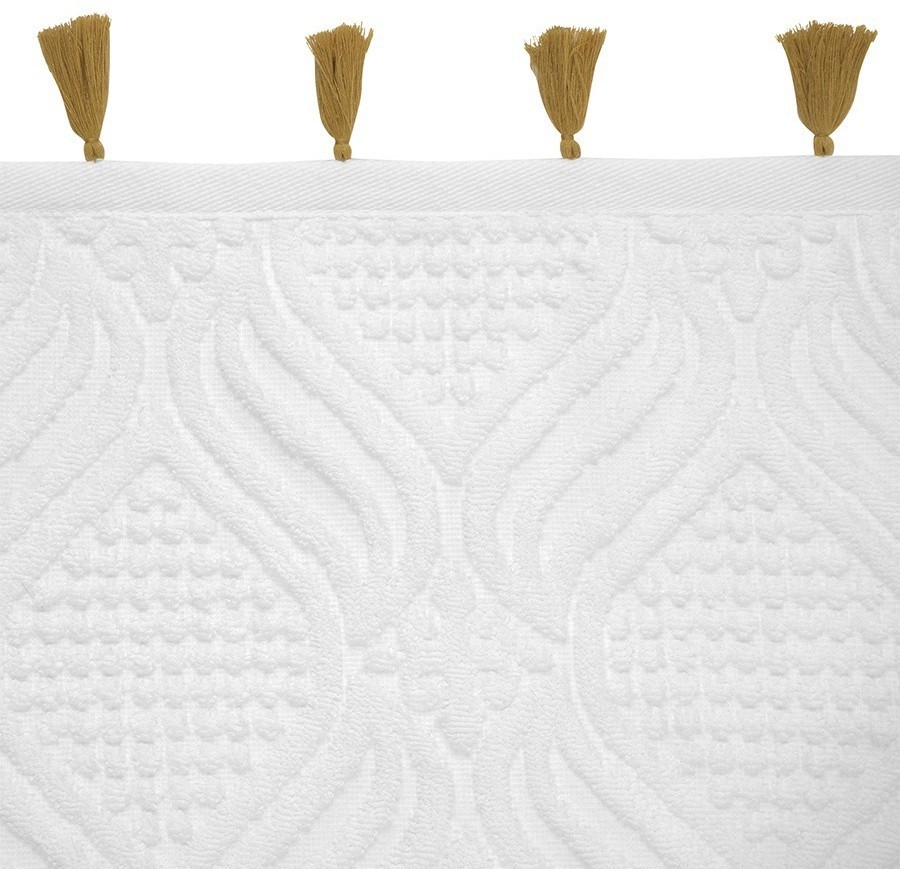 Полотенце банное белое, с кисточками цвета карри из коллекции essential, 70х140 см (75401)