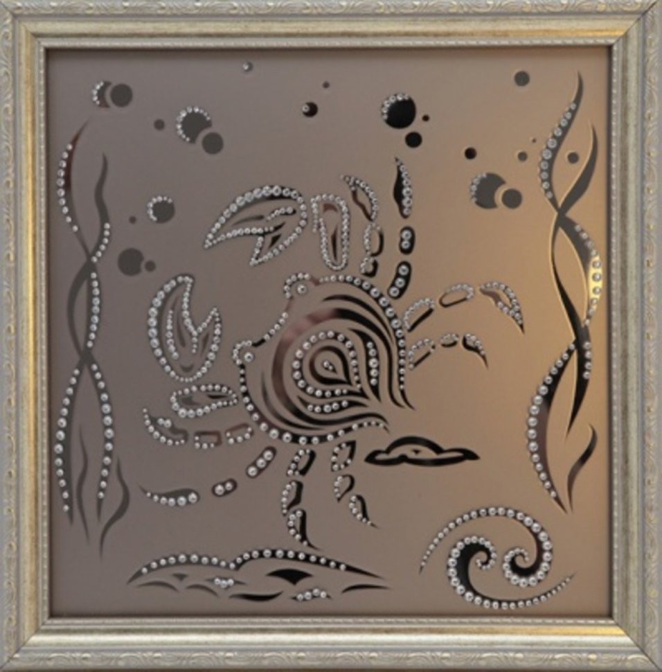 Картина Рак 35х35 см с кристаллами Swarovski (1133)