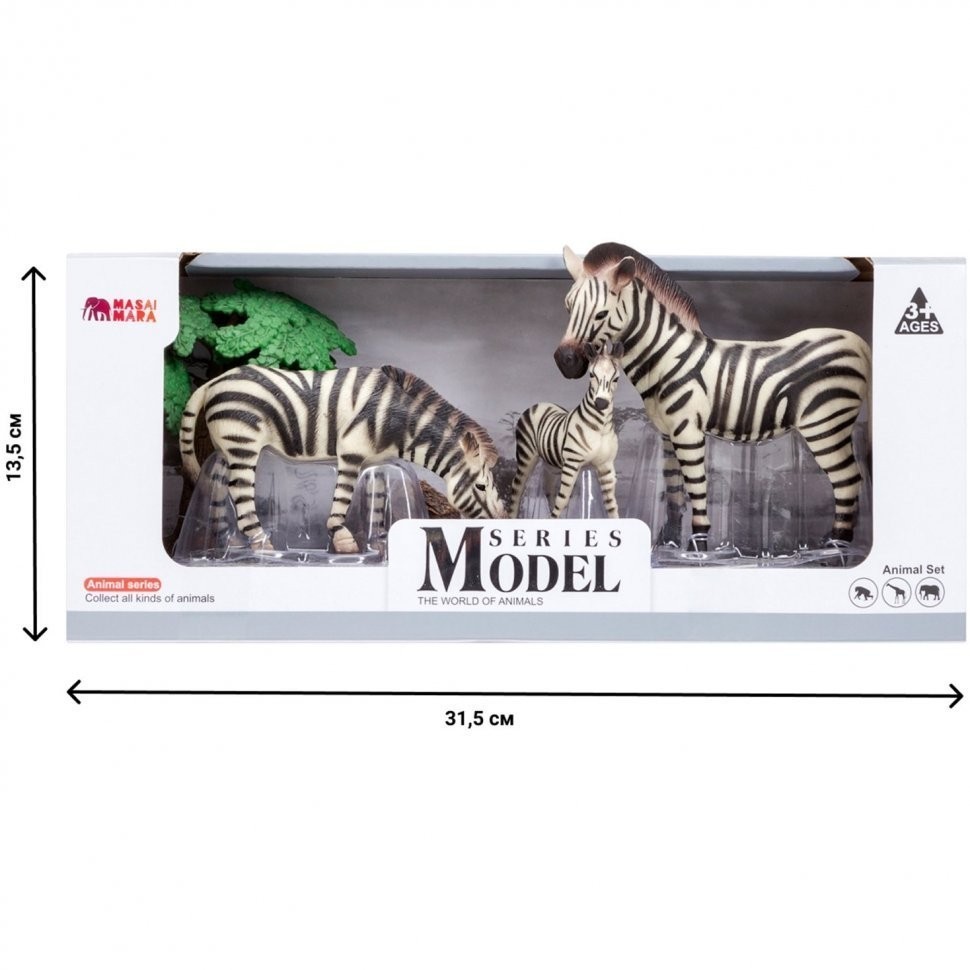 Набор фигурок животных серии "Мир диких животных": Семья зебр, 5 предметов (MM201-009)
