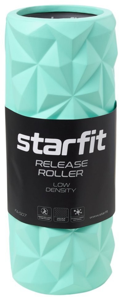 Ролик массажный STARFIT FA-507, EVA/PP, средняя жесткость, 32,5x12,5 cм, мятный/серый (2103719)