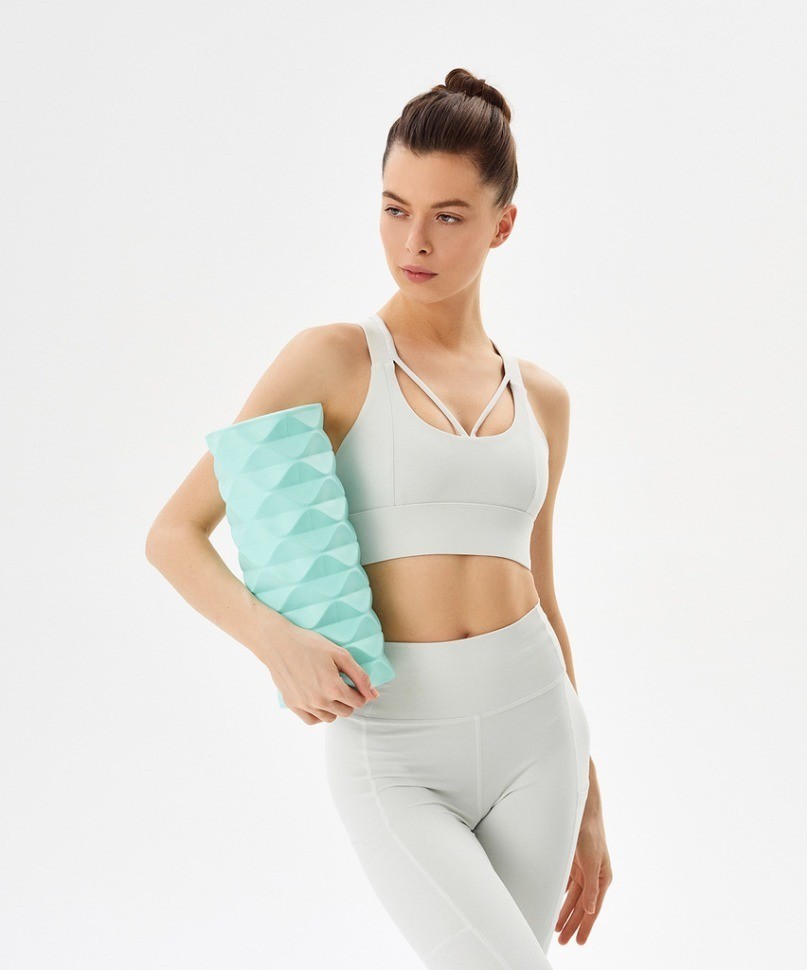 Ролик массажный STARFIT FA-507, EVA/PP, средняя жесткость, 32,5x12,5 cм, мятный/серый (2103719)