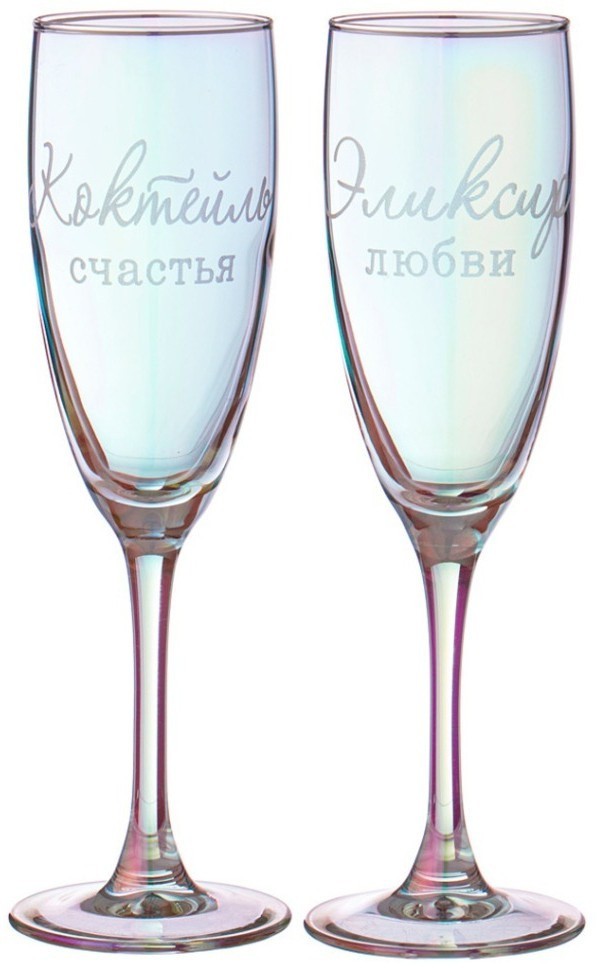 Набор бокалов из 2-х шт.  "эликсир любви и коктейль счастья" 170 мл 6,3*6,3*20,5см Lefard (194-897)