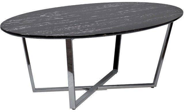 Стол журнальный овальный черный / хром 120*65*41см (TT-00011722)