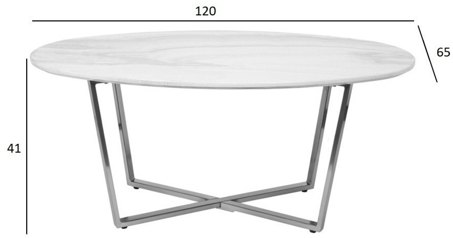 Стол журнальный овальный черный / хром 120*65*41см (TT-00011722)