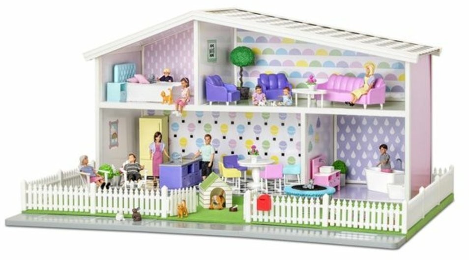 Кукольный домик "Креативный", открытый на 360°, обои в наборе, с набором наклеек, для кукол 12 см (LB_60101800)