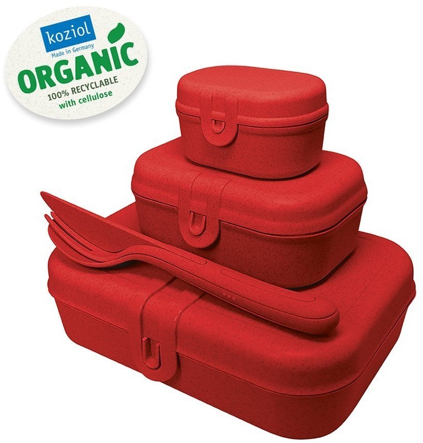 Набор ланч-боксов и столовых приборов pascal, organic, красный, 3 шт. (70886)