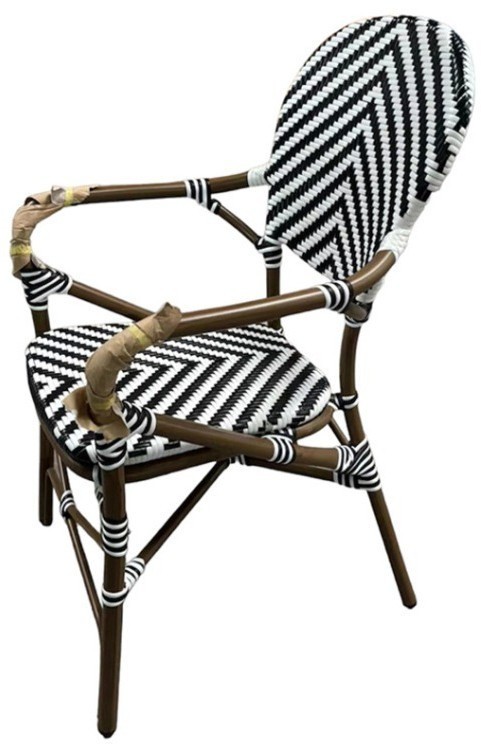 Полукресло E3011-W126 (black+white), металл, искусственный ротанг, brown/black/white, ROOMERS FURNITURE