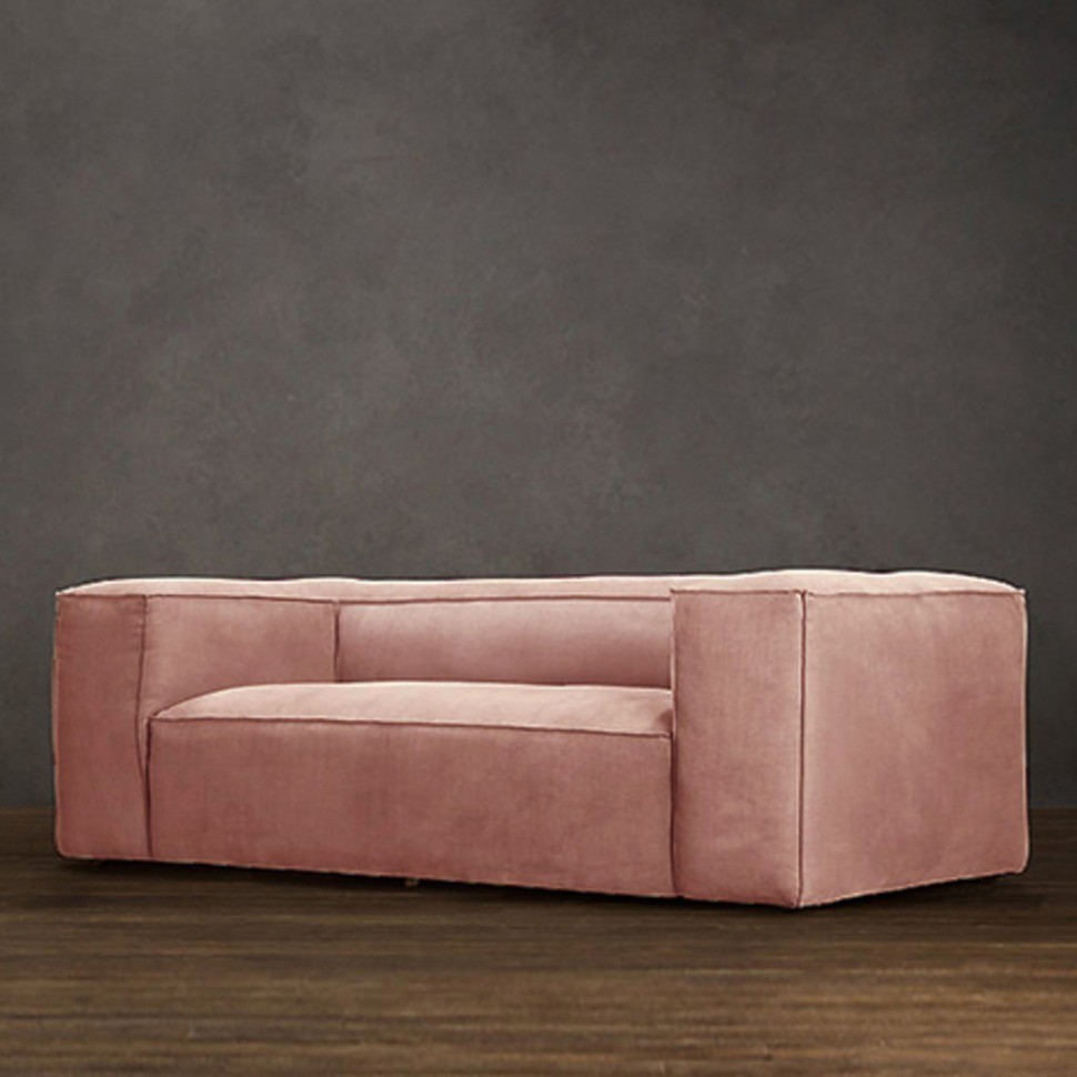 Диван Салмон NSSF-5065E-C2-60, каркас дуб, обивка лен, pink, RESTORATION HARDWARE