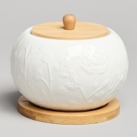 Сахарница lefard &quot;meadow&quot; с дер. крышкой на дер. подставке 12*9,5 см 450 мл (587-208)