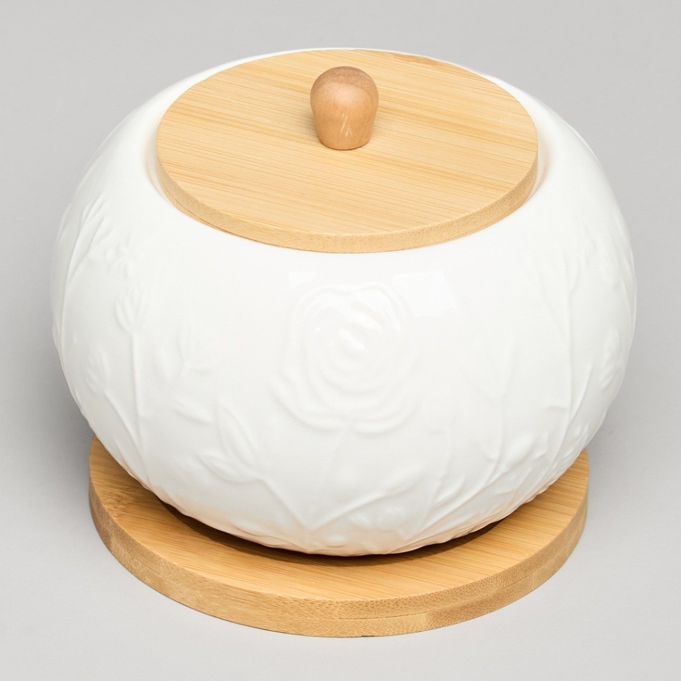 Сахарница lefard "meadow" с дер. крышкой на дер. подставке 12*9,5 см 450 мл (587-208)