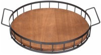 Поднос из дерева с металлическими ручками 40*35*7см цвет черный Agness (917-132)