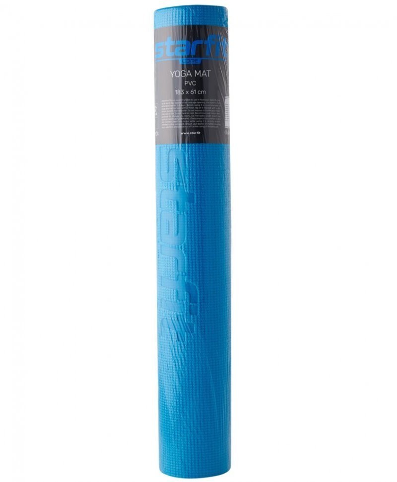 Коврик для йоги и фитнеса FM-104, PVC, 183x61x0,4 см, синий (1005314)