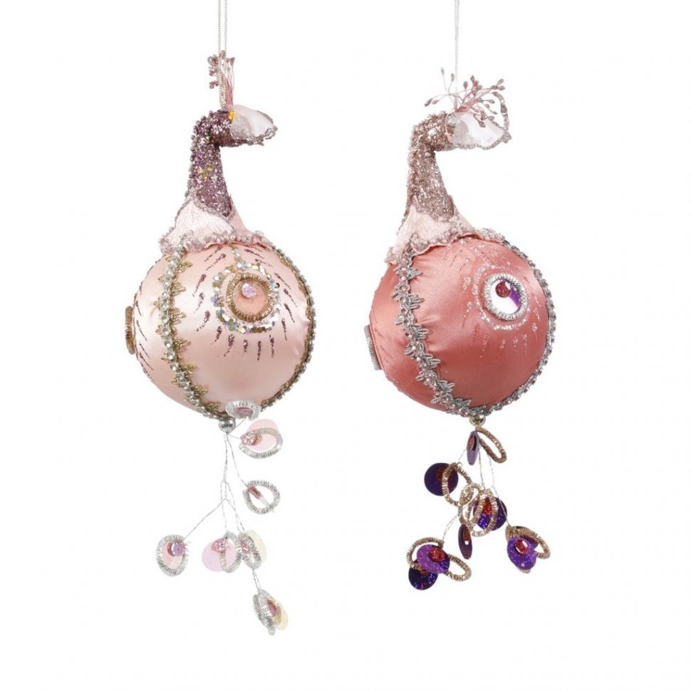 Подвеска павлин 33х13х9 см темно-лиловый/светло-розовый (83948)