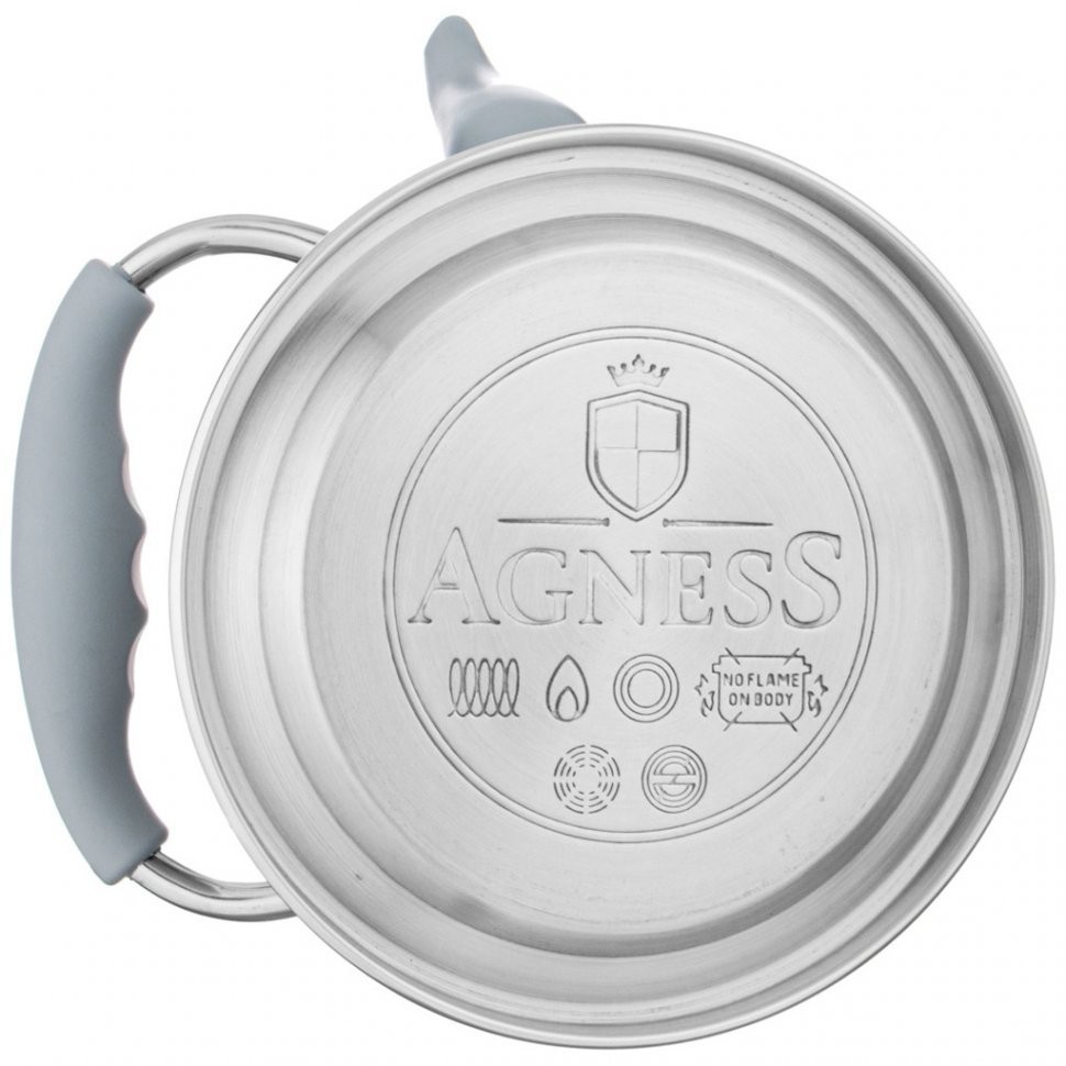 Чайник agness с фильтром, 1,0 л c индукцион. капсульным дном и складывающейся ручкой цвет: серый (937-872)